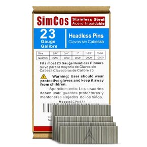 23 Gauge Stainless Steel Pinner Nails (5/8",3/4",1",1-3/8") Assorted 4 Sizes' 10000 PCS Headless Pin Nails for Molding Cabinetry Building Assembly