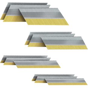 15 Gauge DA Angled Finish Nails, 34-Degree, 1200-Pack (2-1/2", 2", 1-1/2", 1-1/4" 300 Per Sizes), Galvanized Assorted Size Project Pack, for Pneumatic, Electric Angled Finish Nailer Gun