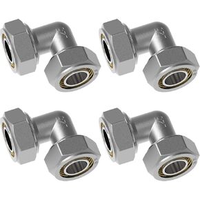 4Pcs 3/4" Equal Elbow Air line Fittings for 3/4 Inch Tubing Compatible with Compressed Air Piping System, Compressor Accessories Kit for Shop Air Line System