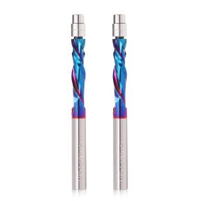 Compression Spiral Flush Trim Router Bit 1/2'' Shank, Up Down Cut Spiral Router Bit with Bottom Bearing, 1-5/8'' Cutting Length Coated Flush Cut Trimming Bit Template Pattern Bit for Woodwork in Kuwait