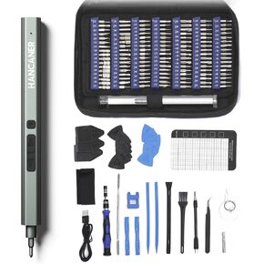 Hancaner 152-in-1 Precision Manual/Electric Screwdriver with 119 Magnetic Bits& Pad, Mini Portable Power Screwdriver Set with LED, Electric Screwdriver Kit Rechargeable, Repair Tool Set for Gift
