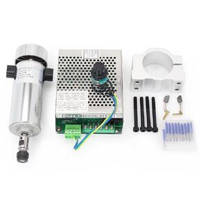 800W Spindle Motor Kit, RATTMMOTOR 0.8KW 110V CNC Air Cooled Spindle Motor 52mm ER16 20000RPM+Mach3 Speed Controller Governor with Power Supply AC110V-220V+Spindle Mount Clamp for CNC Router Machine