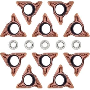 10Pcs Triangle Cutter Heads for Pneumatic Chamfering Machine, R Angle Chamfering Blade, Carbide Turning Inserts Replacement Lathe Blades Round Angle Insert Set Lather Turning Tool