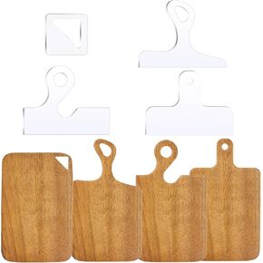 4 Pcs Router Templates, Acrylic Templates for Woodworking, Charcuterie Board Handle Template, 5mm Thick Cutting Board Template Angled Curvy Stencils Guide Tool for Kitchen Xmas Gift (Elk Style)