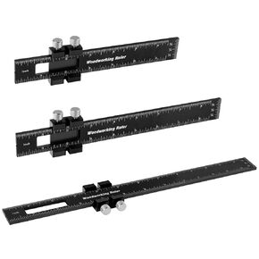 Cabinet Hardware Jig, Violetfox 7.5''Adjustable Hole Spacing Cabinet Handle Template Tool Doweling Jig, 30/45/60/90 Degree Woodworking Scribbling Ruler, Aluminum Punch Locator Drill Guide for Handles