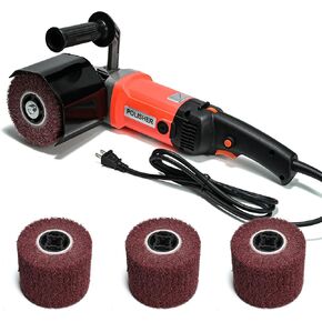 ماكينة صنفرة طبلة محمولة، 6 أدوات تلميع متغيرة السرعة، أداة تلميع 1400 وات، آلة تلميع، أداة ترطيب السطح مع عجلة تلميع 4 × 4.7 بوصة لبلاط السيراميك الخشبي والفولاذ المقاوم للصدأ المعدني in Kuwait