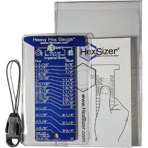 Heavy Hex Gauge High Heat - Is a pocket tool for measuring Nut & Bolt Sizes. Check Nuts and Bolts, Inch and Metric. Standard Sizes from 1-1/16" to 4-5/8" or 32mm to 120mm.