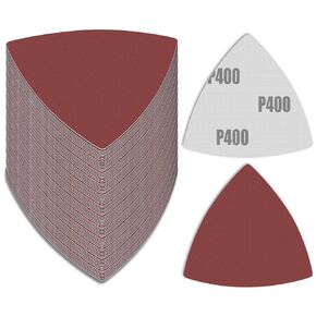 120 Pcs 400 Grit Triangle Sanding Pads, Aluminum Oxide Multitool Sanding Pads Triangular Sandpaper, 80mm Detail Sander Sandpaper Oscillating Tool Sandpaper for 3-1/8" Oscillating Multi Tool