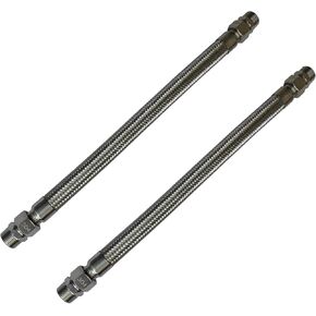 2Pcs 20" Compressor Jumper Hose 1/4" NPT, Industrial Grade Air Compressor Hose of Flexible Stainless Steel Body With 1/4" NPT Male Fittings Both Ends Rotate Freely 750°F 450 PSI