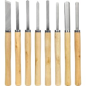 8Pcs Wood Lathe Tools, Professional Wood Turning Tools for Lathe Chisel Set with 2 Skew 1 Spear Point 1 Parting 1 Round Nose 3 Gouge Tools for Beginners Professionals Hobbyists
