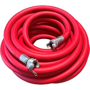 100ft Red Jackhammer Air Hose, 3/4 Inch Rubber Pneumatic Hose Assembly for Jack Hammers & Air Tools, 300PSI Universal Chicago Couplings Fittings for Air Compressors