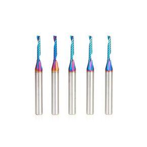 Amana Tool 51446-K-5 5-Pack CNC Spektra Coated SC Spiral O Single Flute Plastic Cutting 1/8 D x 3/4 CH x 1/4 SHK x 2-1/2 Inch Long Up-Cut Router Bits with Mirror Finish