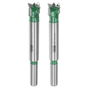 2pcs Forstner Drill Bit Set 15mm (3/5") 16mm (5/8") Tungsten Carbide Wood Forstner Bit Opener Cutter Kit for Hinge Hole Drilling Woodworking, Green