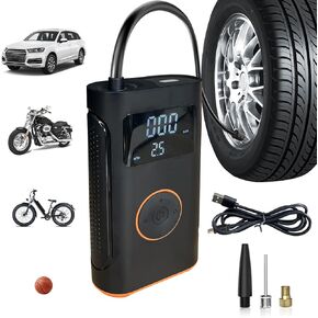 Tire Inflator Portable Air Compressor - 150PSI & 20000mAh Portable Air Pump for car, 4X Faster Cordless Tire Pump for Car, Bicycle Motorcycle, Ball, with Tire Pressure Gauge and Power Bank, LED Light