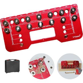 Shelf Pin Jig and Cabinet Hardware Jig Two-in-One, All Metal Shelf Pin Drilling Jig with 6mm 1/4" and 5mm Drill Bits, Shelf Jig and Cabinet Handle Jig Tool Drill Guide