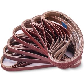 Taokyid 1/2" x 18" Sanding Belt 42 Pcs,6 Each of 40/60/80/120/180/240/400 Grits,1/2 x 18 Inch Sanding Belts Sandpaper for Air File Belt Sander,Best for Woodworking, Plastics, Fiberglass,42 Pack