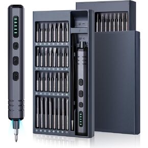 SHOWPIN Small Electric Screwdriver Set: Rechargeable Precision Power Screwdriver 70PCS Mini Cordless Repair Tool Kit 5 Torque Mode LED for Laptop Phone Electronic DIY Assembly Geek