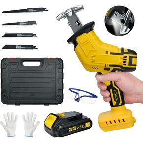 Cordless Reciprocating Saw, Saber Saw for Dewalt 20V 2000mAh Battery, Variable Speed, Chainsaw with Safety Latch, Battery Powered Chainsaw for Cutting Wood/Metal/PVC, Includes 2A battery（No charger）