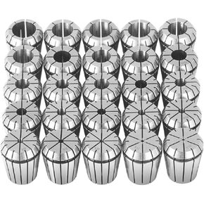 VEVOR 25 pcs ER32 Spring Collet Set 0.0006"/15 μm TIR Lathe Chuck Tool with 25 Labeled Storage Boxesfor CNC Engraving Machine Milling Lathe Tool Drill Press