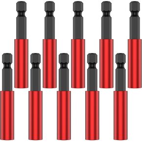 10Pcs Magnetic Extension Socket Drill Bit Holder, 1/4inch Hex Shank Drill Bit Extension Set, Aluminum Alloy Screwdriver Bit Holder Bar Chuck Adapter for Impact Driver Screws Nuts Drill (10Pcs)
