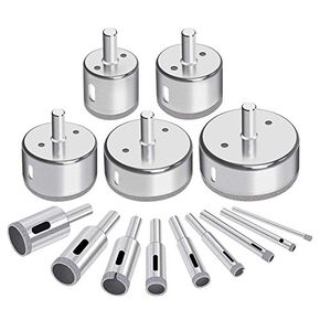 14Pcs Diamond Coated Core Hole Saw Bit Drill Set for Tiles Marble Glass 3-70mm