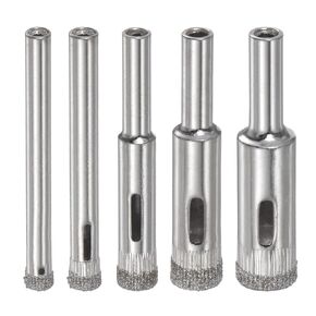 5pcs Diamond Drill Bit Set 3/16" 1/4" 5/16" 3/8" 1/2" Hollow Drill Bits Hole Saw Set for Glass Tile Porcelain Ceramic Marble Bottles Pots Brick