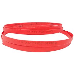 124 x 5/8 x .025 in. x 3TPI - Red, Heavy Duty 2 Pack Bone in Bandsaw Blades, Wider Blades are Great for Harder Materials (Goat Skull, Cow Feet, etc), fits All 124" Bandsaws (2 Pack)