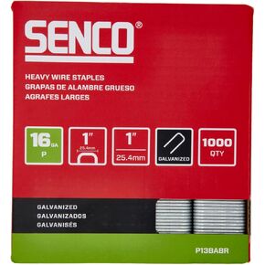 SENCO P13BABR 1" 16 Gauge 1" Crown Heavy Wire Staples, Galvanized Finish 1,000 Count Pack