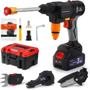 Cordless Power 4-Tool Combo Kit with 3Ah Lithium Battery and Storage Box, Multi-Functional Tool Set for Home Garden DIY (Wood Working & Polishing Tools Set)