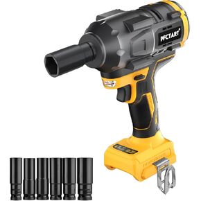 Cordless Impact Wrench 1/2, 20V Electric Impact Gun 3300 RPM & Max Torque (1250N.m) 922ft-lbs, Brushless Power Impact Driver with 6 Impact Sockets, Impact Wrench for Tire Lug Nuts