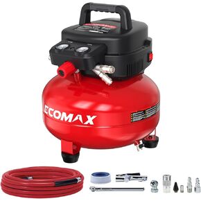 Air Compressor 6 Gallon Pancake Portable Oil-free Tank 175 PSI and 1.5HP with 10 PCS Accessories Kit