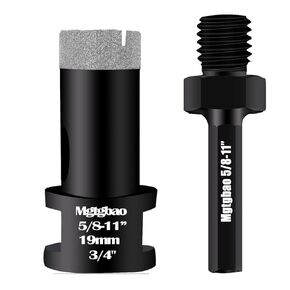 Mgtgbao 3/4" (19mm) Vacuum Brazed Dry Diamond Hole Saw with Slots, Tile Hole Saw for Porcelain Granite Brick Concrete Marble Stone with 5/8-11 Thread to 3/8" Hex Shank Adapter Fit Both Angle Grinders & Electric Drills