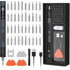 AMIR Precision Electric Screwdriver, 50 IN 1 Mini Electric Screwdriver with 40 Bits, Rechargeable Cordless Power Screwdriver with LED Light for Phone Watch Laptop Computer