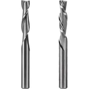 POWERTEC 2-Piece Solid Carbide Spiral Router Bit 1/4" Shank, One Up Cut and One Down Cut, Woodworking Router bits for use on CNC and Router Tool, Router bits for Wood PVC MDF Hardwood (73030)