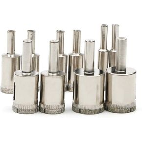 JIUWU Diamond Drill Bit Set, Glass Hole Saw Hollow Core Extractor Remover for Tiles Glass Ceramic Porcelain Marble, 0.39-1.0Inches (2pcs per Size) Pack of 10