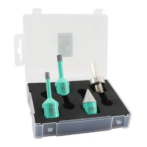 Diamond Core Drill Bits Set 4pcs Tile Hole Saw Kit for Porcelain Tile Ceramic Marble Brick Concrete with 5/8-11 Thread(6/6/8mm+4/5" diamond chamfer bit)
