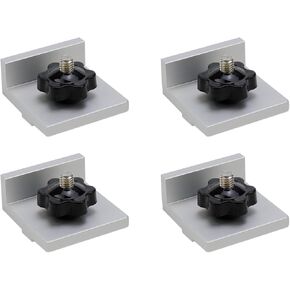 2+4 Pcs Long Stop Short Stop,T Track Stop Block for T-Track Woodworking, Sanding, and Routing,Silver with Knobs