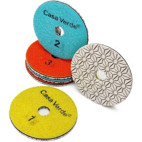 Casaverde 4" Diamond Polishing Pads 4 Step Granite Diamond Pads Dry or Wet for Granite Marble