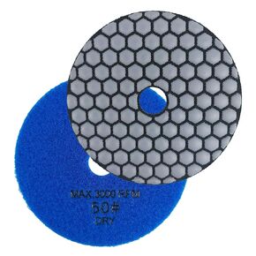 Diamond Dry Polishing Pads 4 inch 100mm for Buffing on Granite Marble Stone Concrete Tile Ceramic Floor Smoothing renovate Removing Marks with Nylon Backing (7, 400 Grit)
