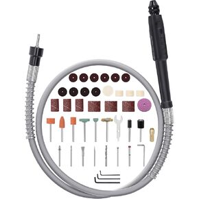 Precision 41.3'' Flex Shaft Adapter Attachment with 40-pcs Rotary Tool Accessory Kit for Grinding and Polishing，Sanding, Drilling, Carving