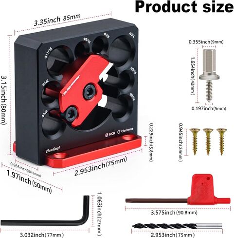 طقم أدوات صنع الأوتاد مكون من 8 قطع مع حشوات من الكربيد - قاطع وتد من سبائك الألومنيوم الدقيق للأعمال الخشبية، حجم إمبراطوري 5/16-3/4 بوصة مع أداة تحويل رأس الوتد in Kuwait