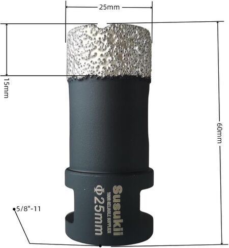 Diamond Core Drill Bits 1 Inch (25mm) Tile Core Cutter Hole Saw with 5/8"-11 Thread Dry or Wet Drilling for Porcelain Ceramic Tile Granite Concrete Marble Stone Brick Vacuum Brazed Hole Saw in Saudi Arabia