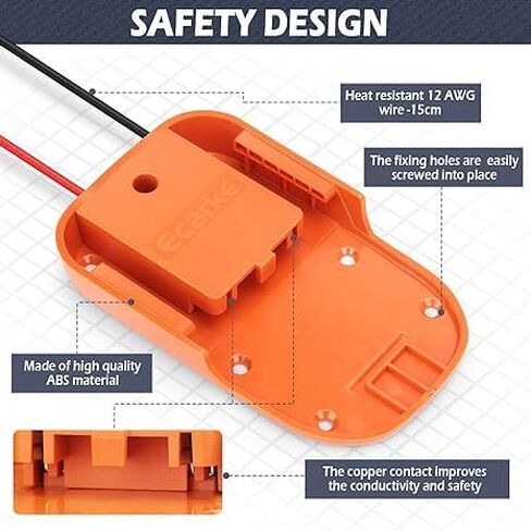 محول بطارية عجلات الطاقة من Ecarke لRidgid AEG 18 فولت بطارية ليثيوم مفرطة موصل الطاقة محول البطارية 12 قياس الروبوتات لشاحنة سيارة لعبة RC DIY، دراجة إلكترونية in Kuwait