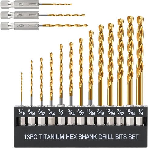 Drill Bit Set, 16PCS Bits Titanium Twist Drill Bits Impact Drill Bit Set Portable Straight Shank Twist Drill with Storage Case for Metal, Aluminum, Steel, Wood, Quick Changes Design (Various Sizes) in Saudi Arabia