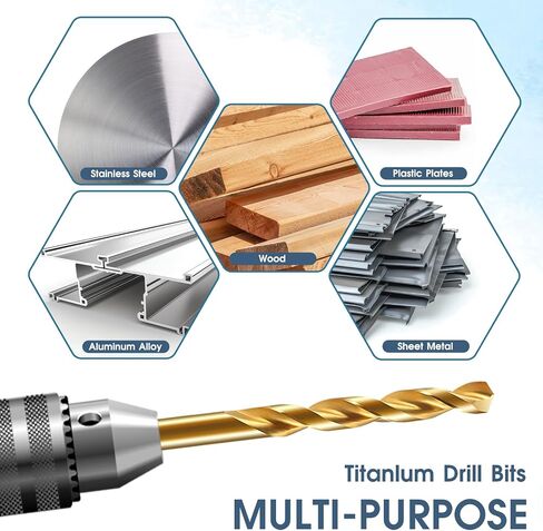 Drill Bit Set, 16PCS Bits Titanium Twist Drill Bits Impact Drill Bit Set Portable Straight Shank Twist Drill with Storage Case for Metal, Aluminum, Steel, Wood, Quick Changes Design (Various Sizes) in Saudi Arabia