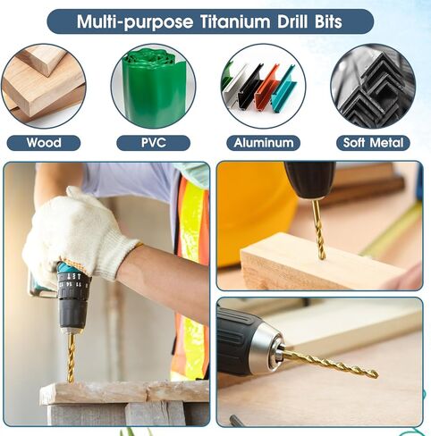 Drill Bit Set, 16PCS Bits Titanium Twist Drill Bits Impact Drill Bit Set Portable Straight Shank Twist Drill with Storage Case for Metal, Aluminum, Steel, Wood, Quick Changes Design (Various Sizes) in Saudi Arabia