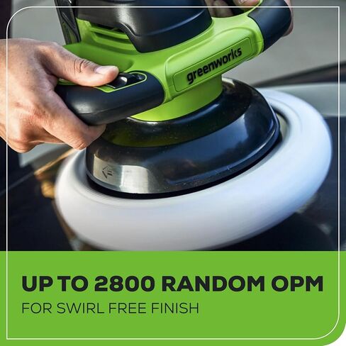 Greenworks 24V Powerful 10" Cordless Orbital Buffer, 10-inch pad 2800 RPM waxing machine with 4 Buffing Bonnets, 2.0Ah Battery & 2A Charger included in Saudi Arabia