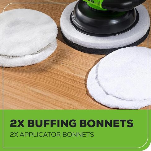 Greenworks 24V Powerful 10" Cordless Orbital Buffer, 10-inch pad 2800 RPM waxing machine with 4 Buffing Bonnets, 2.0Ah Battery & 2A Charger included in Saudi Arabia
