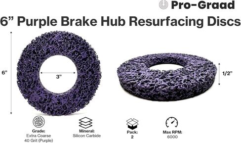 2 Pack 6" Replacement Pad for Hub Cleaning Tool, Hook & Loop Brake Wheel Hub Purple Resurfacing & Cleaning Disc, Compatible for use with Bilitools, Steelman, Hazet & Mueller-Kueps Holders in Saudi Arabia