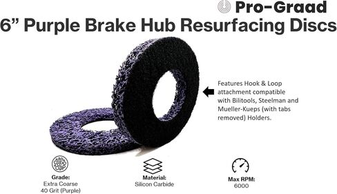 2 Pack 6" Replacement Pad for Hub Cleaning Tool, Hook & Loop Brake Wheel Hub Purple Resurfacing & Cleaning Disc, Compatible for use with Bilitools, Steelman, Hazet & Mueller-Kueps Holders in Saudi Arabia